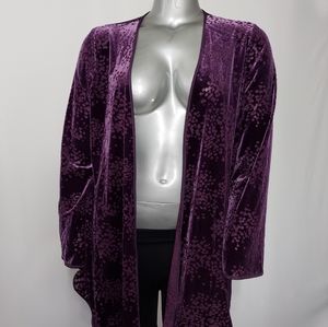 Laura Scott Cardigan Open Front Velvet Semi Sheer